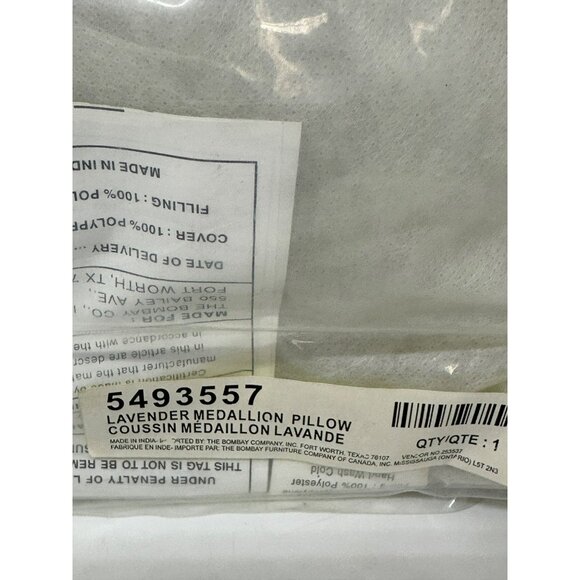 Bombay Lavender Medallion 16″ Decorative Throw Pillow – Floral Accent Cushion - Picture 6 of 9